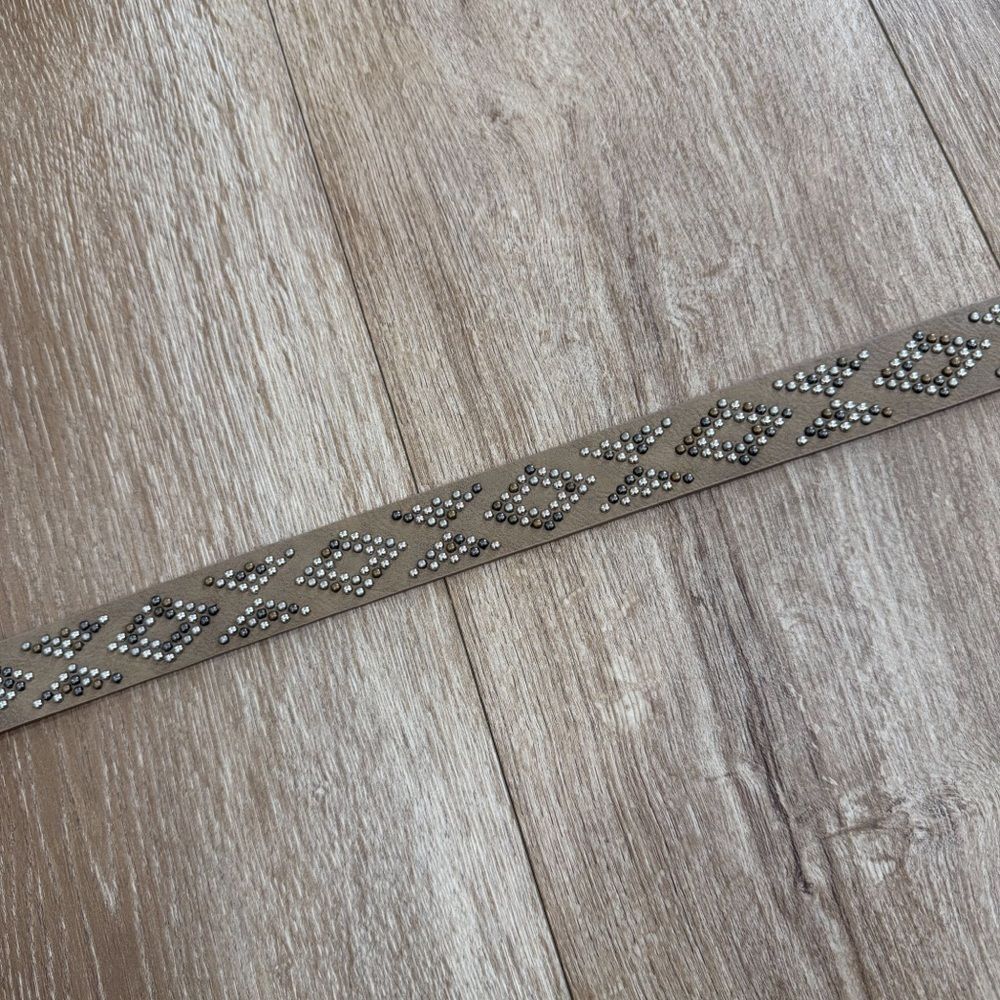 NEW Boho Western Geometric Studded Vegan Leather Belt Khaki - Picture 5 of 8